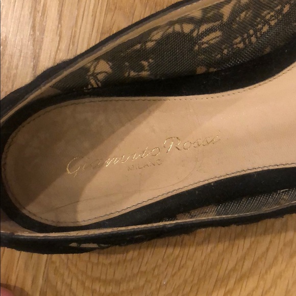 Gianvito Rossi black lace point toe flats - Picture 2 of 7